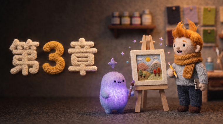 第三章封面：Gemini 陪小白在画架前作画